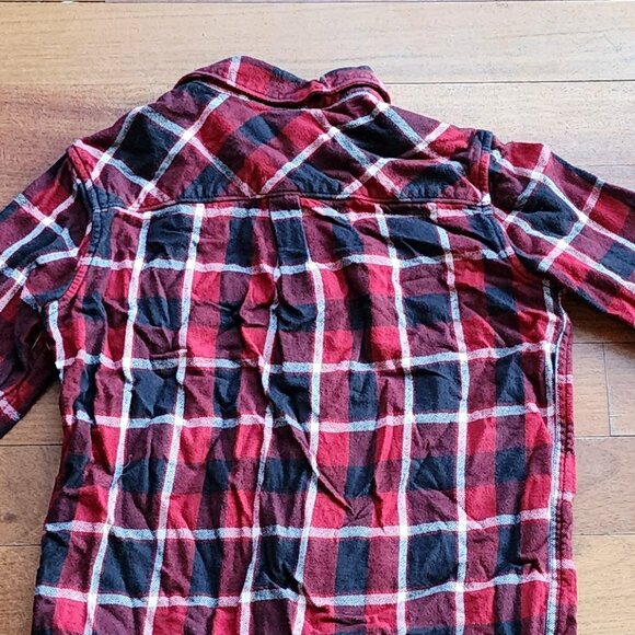 77kids By American Eagle Red/Black Plaid Flannel Button Down Shirt Size Medium - Picture 4 of 11